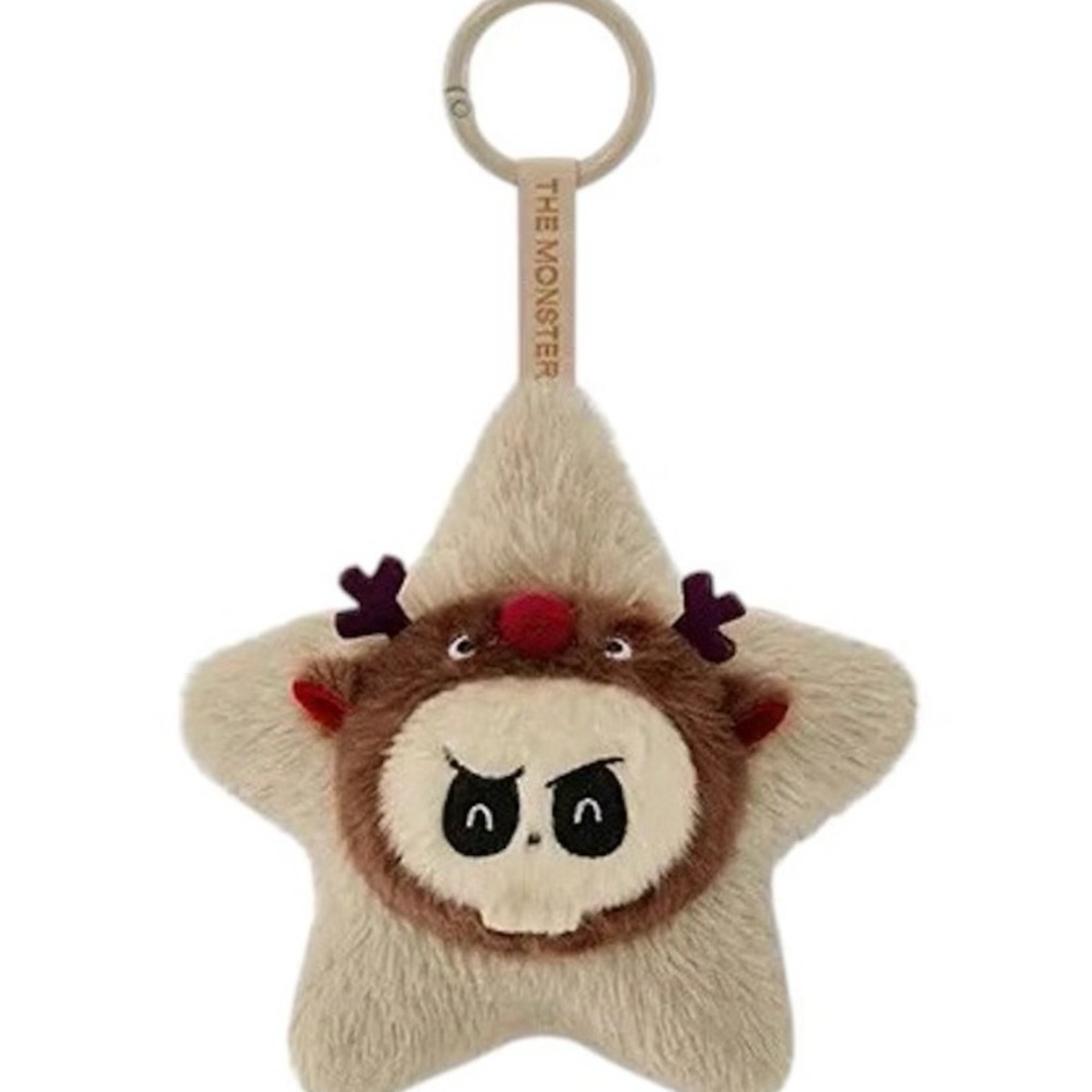 Adorable Reindeer Star Plush Keychain - Cream and Brown- Labubu Monsters- Tycoco